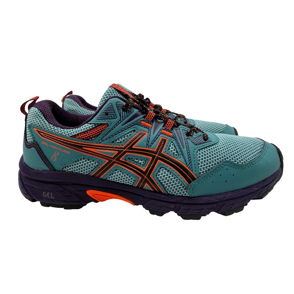 ASICS Gel-Venture 8 Trail Running Shoes Womens 8.5 Teal Purple Orange Excellent
